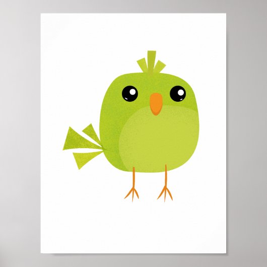 Poster Dessin d'oiseau vert (Devant)