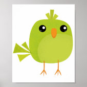 Poster Dessin d'oiseau vert (Devant)