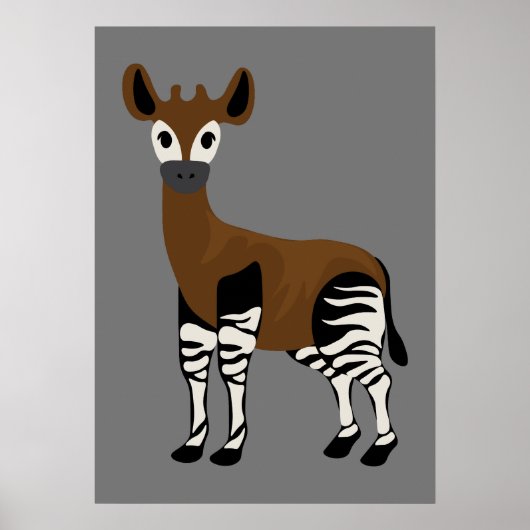 Poster Dessin d'Okapi, Animal Majestic Okapi, Amateurs d' (Devant)