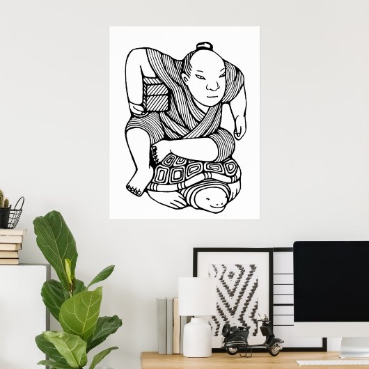 Poster Dessin d'origine Netsuke (Bureau à domicile)