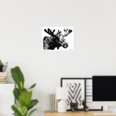 Poster Dessin d'orignaux en noir et blanc (Bureau à domicile)
