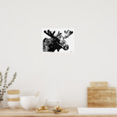 Poster Dessin d'orignaux en noir et blanc (Cuisine)