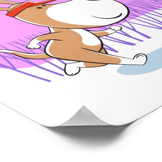 Poster Dessin Drôle Chien Chien Chien Puppy Jogging Run P (Coin)
