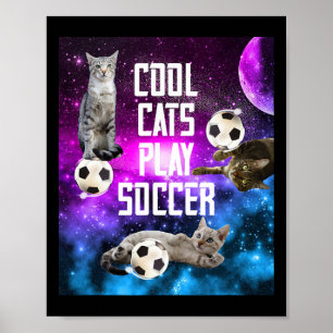 Poster Dessin drôle de foot dicton Chats