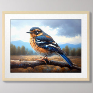 Poster Dessin du Bluebird oriental sur une branche
