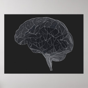 Poster Dessin du cerveau polygonal - Réseau neuronal