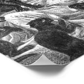 Poster Dessin du chat noir rétro (Coin)