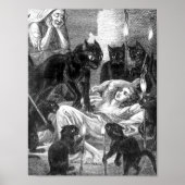 Poster Dessin du chat noir rétro (Devant)