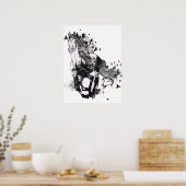 Poster Dessin du cheval et nature Art Abstrait (Cuisine)