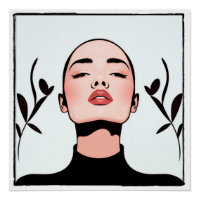 Dessin du visage d'une femme aux cheveux courts