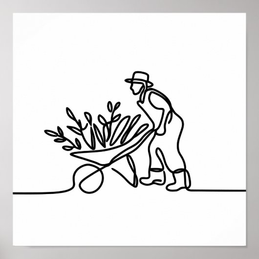 Poster dessin d'un agriculteur ou d'un jardinier (Devant)