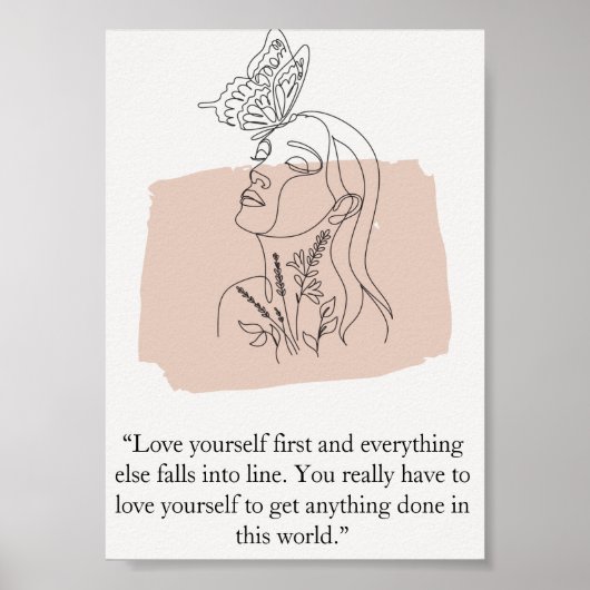 Poster Dessin d'une ligne de la figure féminine Abstrait (Devant)