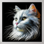 Poster Dessin dur Pastel Chat blanc (Devant)