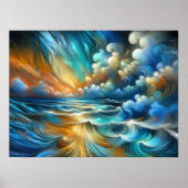 Poster Dessin dur Pastel écrasant Vagues II (Devant)