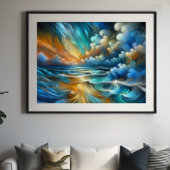Poster Dessin dur Pastel écrasant Vagues II