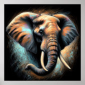 Poster Dessin dur Pastel Elephant (Devant)