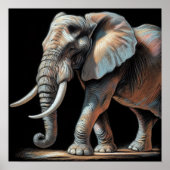 Poster Dessin dur Pastel Elephant (Devant)