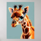 Poster Dessin dur Pastel Giraffe (Devant)