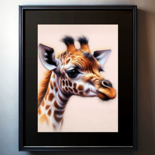 Poster Dessin dur Pastel Giraffe