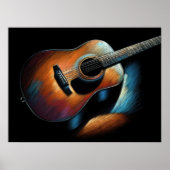 Poster Dessin dur Pastel Guitare acoustique (Devant)