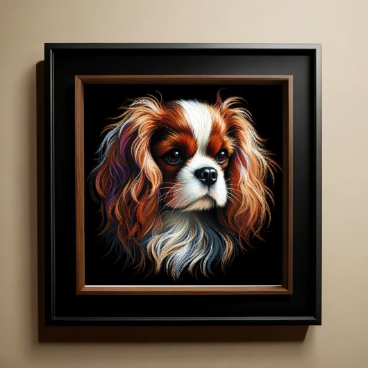 Poster Dessin dur Pastel King Charles Cavalier Spaniel