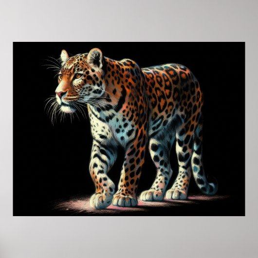 Poster Dessin dur Pastel Leopard (Devant)