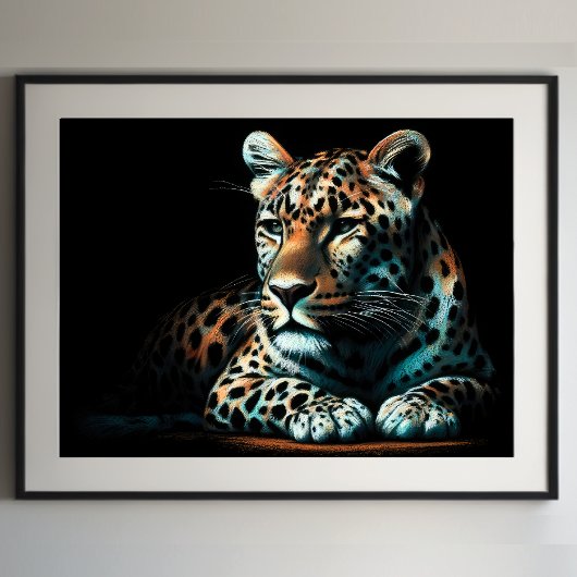 Poster Dessin dur Pastel Leopard III