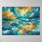 Poster Dessin dur Pastel Océan Abstrait (Devant)