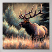 Poster Dessin dur Pastel Peinture d'un Elk (Devant)