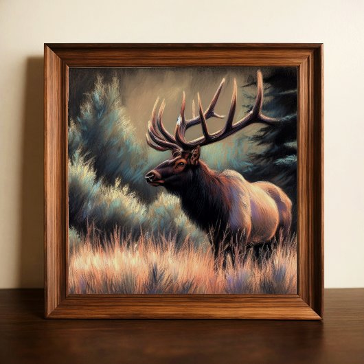 Poster Dessin dur Pastel Peinture d'un Elk