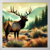 Poster Dessin dur Pastel Peinture d'un Elk (Devant)