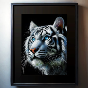 Poster Dessin dur Pastel Tigre blanc