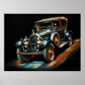 Poster Dessin dur Pastel voiture antique (Devant)