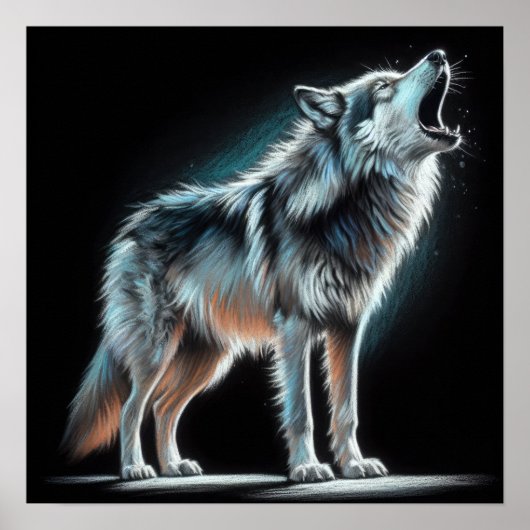 Poster Dessin dur Pastel Wolf (Devant)