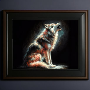Poster Dessin dur Pastel Wolf