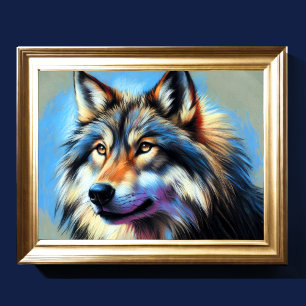 Poster Dessin dur Pastel Wolf