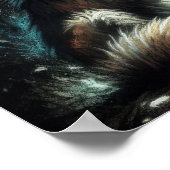 Poster Dessin dur Pastel Wolf Howling Moon (Coin)