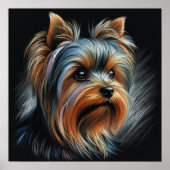 Poster Dessin dur Pastel Yorkshire Terrier Yorkie (Devant)