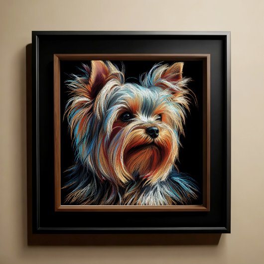 Poster Dessin dur Pastel Yorkshire Terrier Yorkie
