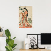 Poster Dessin en bois ancien d'une femme japonaise (Bureau à domicile)