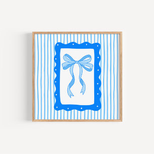 Poster Dessin fantaisiste à la main d'un nœud bleu coquet