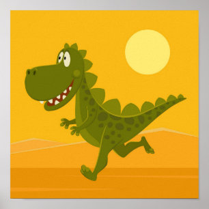 Poster Dessin Funny Cute Dinosaur Jurassic