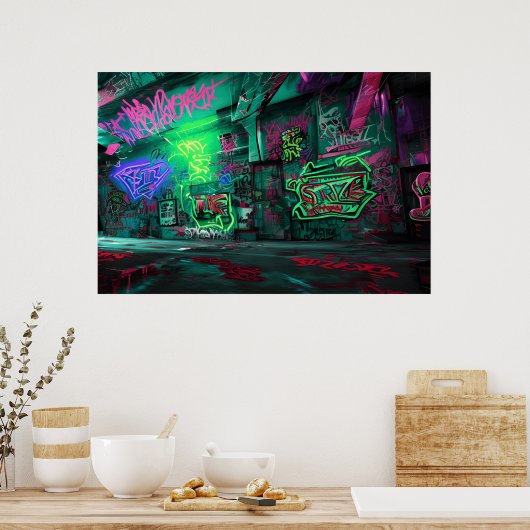 Poster Dessin graffiti - Agir avec des couleurs (Cuisine)