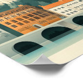 Poster Dessin graphique d'architecture Cityscape (Coin)