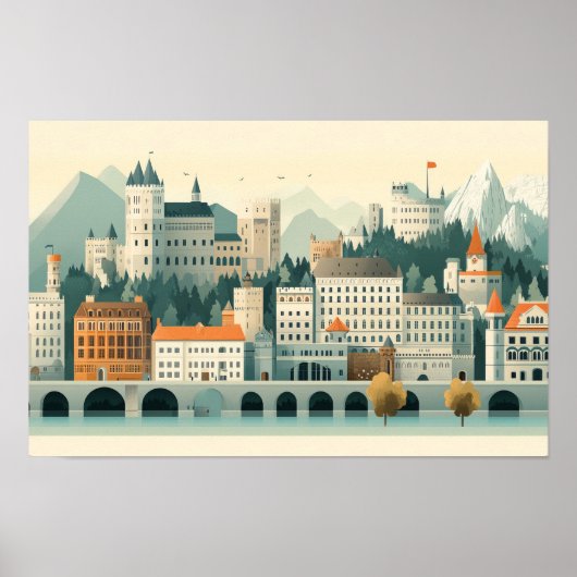 Poster Dessin graphique d'architecture Cityscape (Devant)