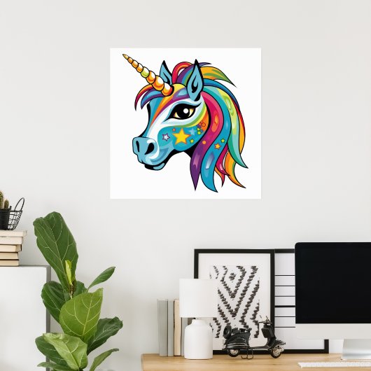 Poster Dessin graphique unicorne mignon (Bureau à domicile)