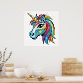 Poster Dessin graphique unicorne mignon (Cuisine)
