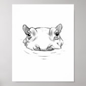 Poster Dessin hippo adorable (Devant)
