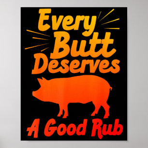 Poster Dessin humoristique de barbecue pour hommes et fem