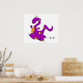 Poster dessin humoristique de dinosaure de dino violet (Cuisine)